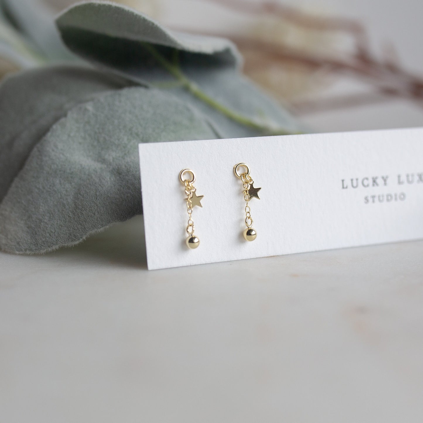 Tiny Star Drop Earrings