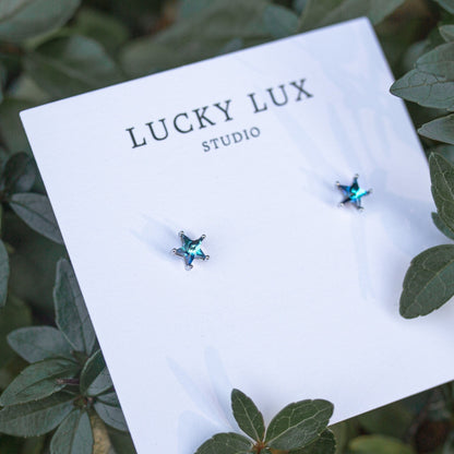 Crystal Blue Star Studs