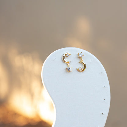 Star Moon Asymmetrical Earrings