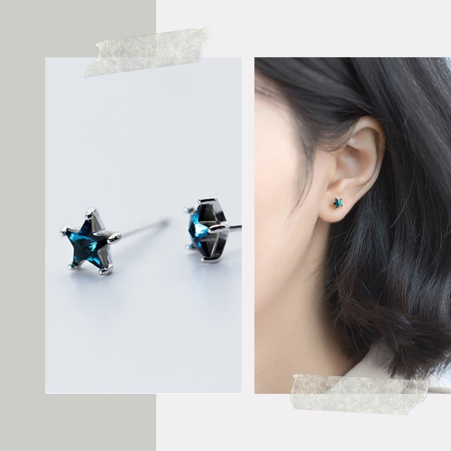 Crystal Blue Star Studs