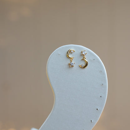 Star Moon Asymmetrical Earrings