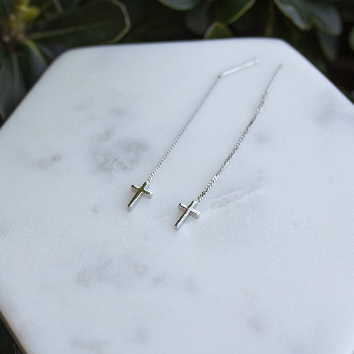 Mini Cross Threader Earrings