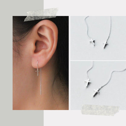 Mini Cross Threader Earrings