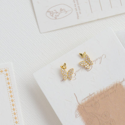 Diamond Double Butterfly Studs