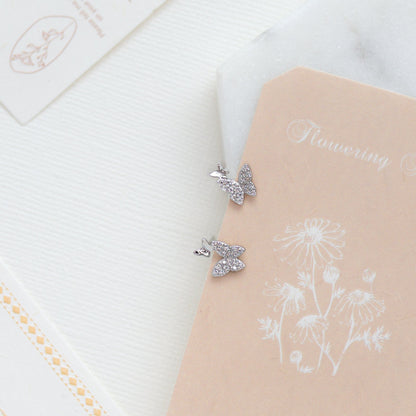 Diamond Double Butterfly Studs