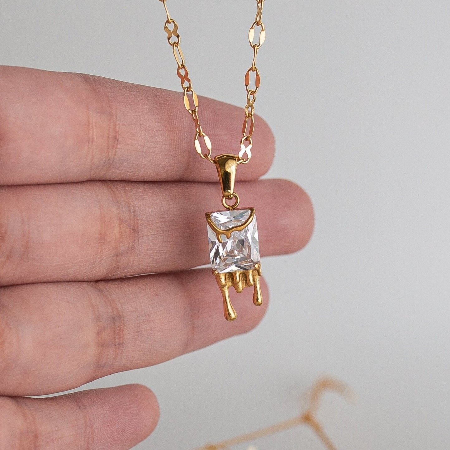 Melting Gold Gemstone Necklace