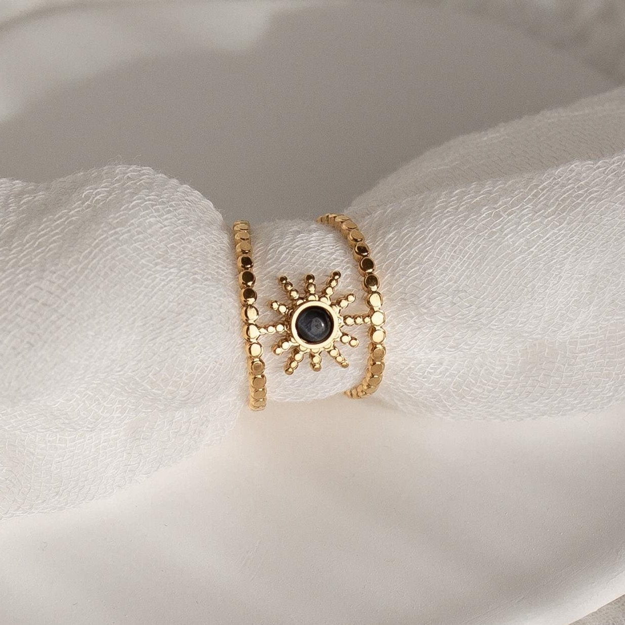 Black Stone Sun Ring