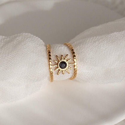 Black Stone Sun Ring