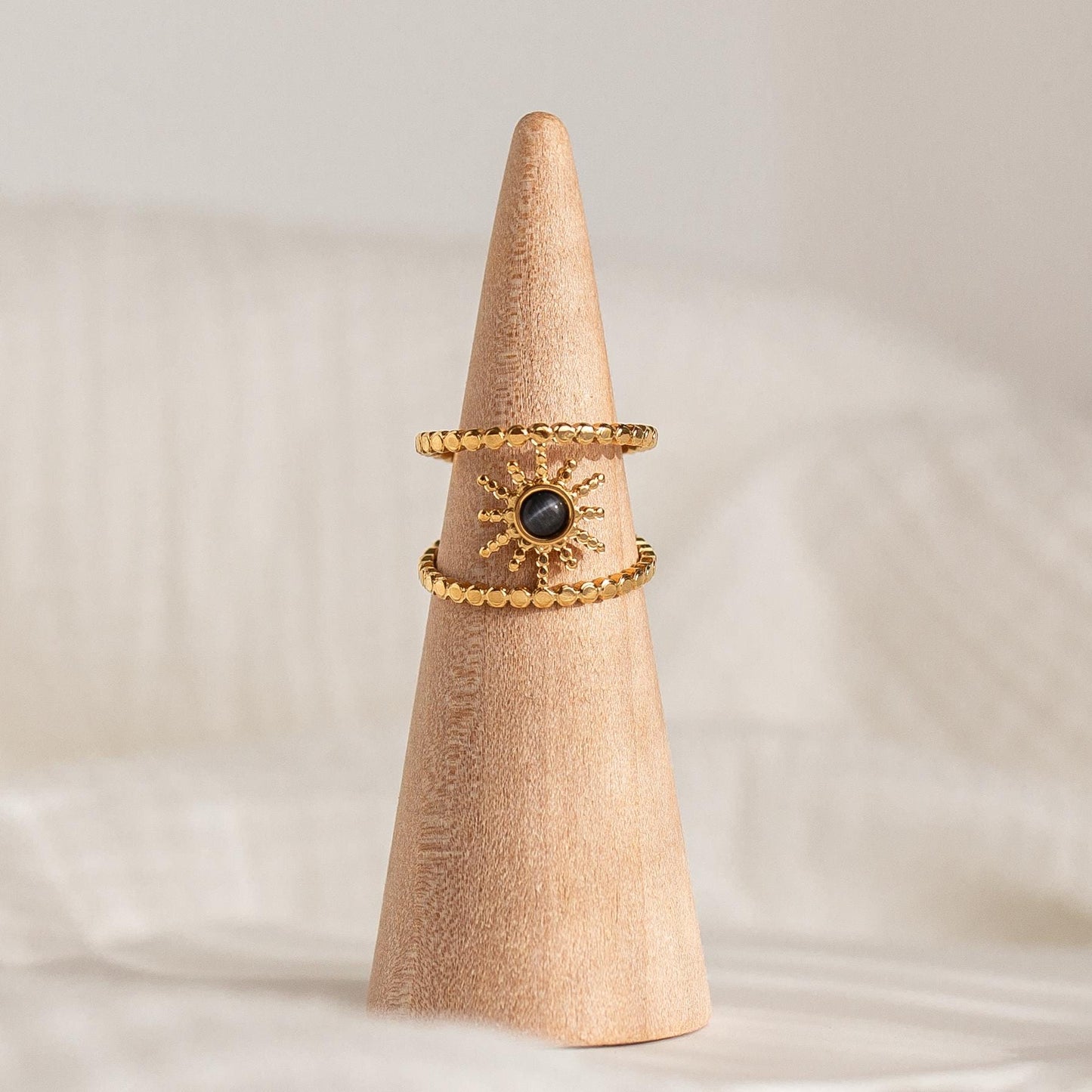 Black Stone Sun Ring