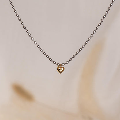 Heart Chunky Bead Two-tone Necklace