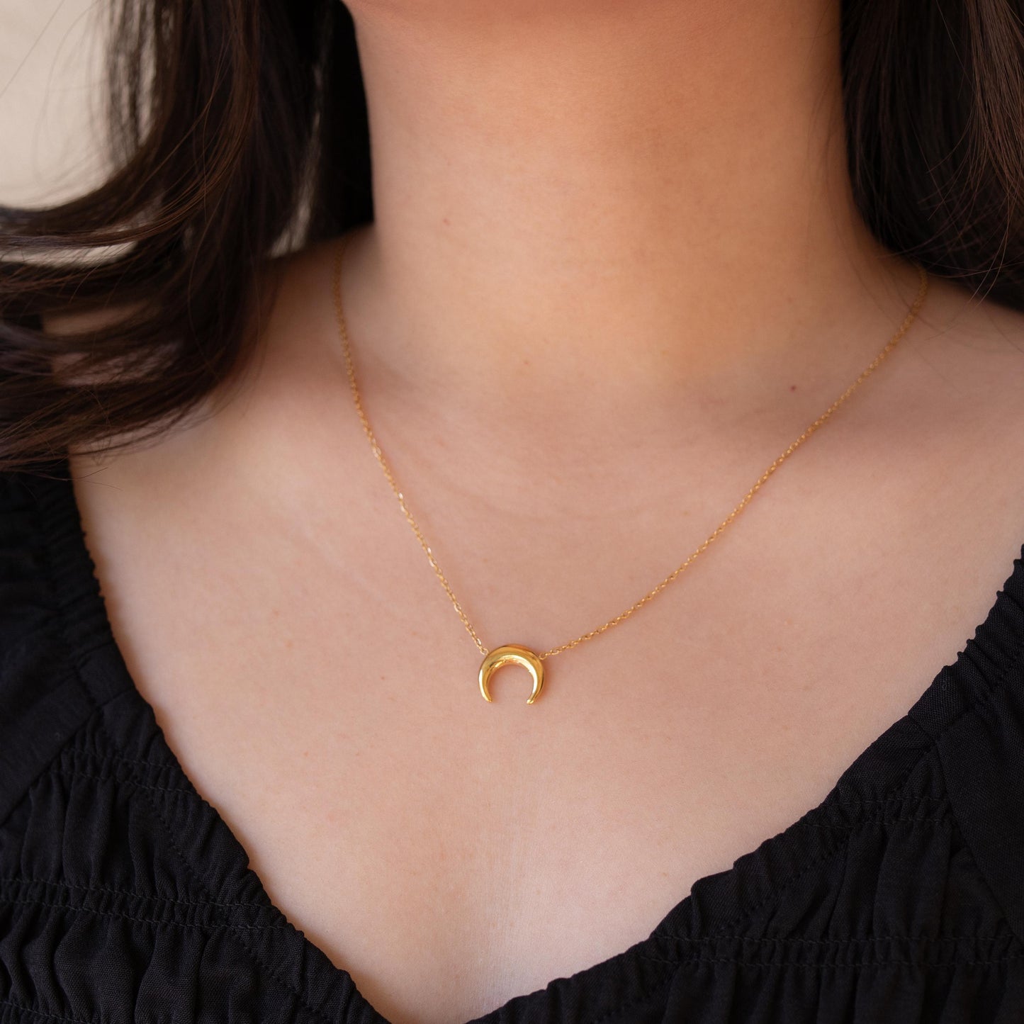 Gold Crescent Moon Necklace