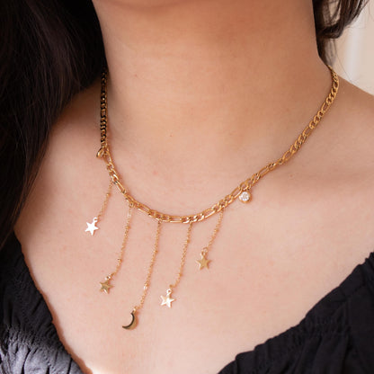 Mini Star Moon Cluster Necklace